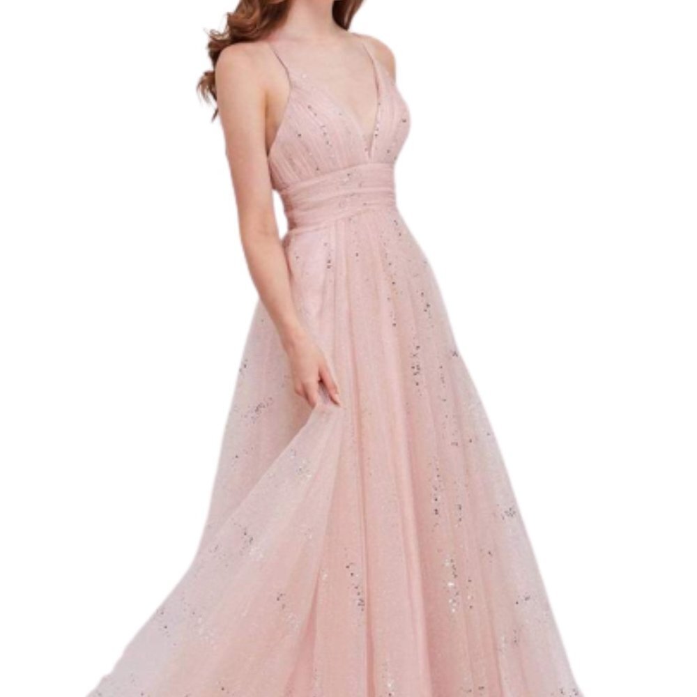 NWT J'Adore Dresses J16052 Sparkle Tulle Prom Dress Cream Size 10